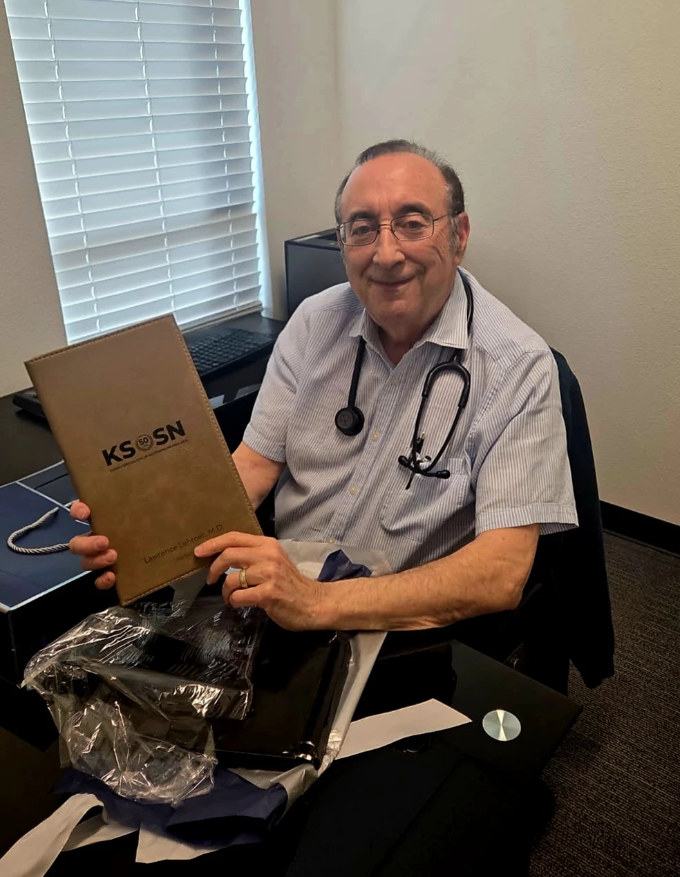 Doctor holding a gift